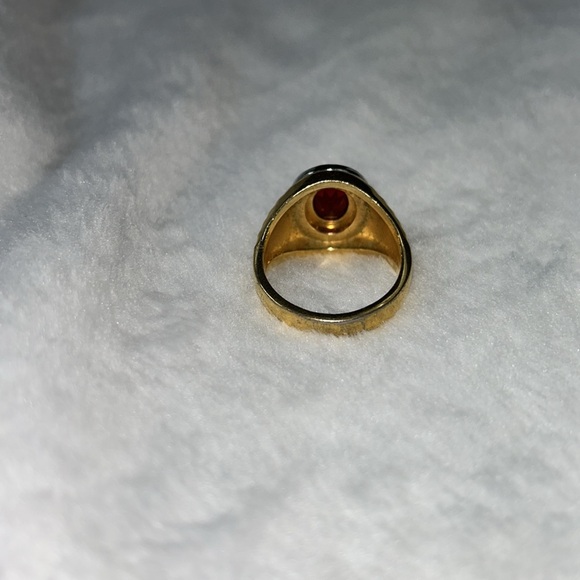 14k.t. G.E. Espo - joseph esposito garnet with pave diamond circle gold ring - Picture 8 of 14
